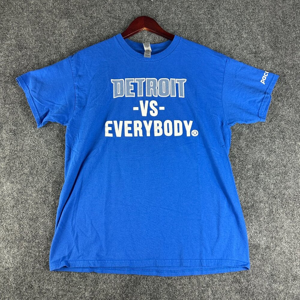 Detroit vs Everybody Gildan Heavy Cotton T Shirt Mens Large VG  Condition